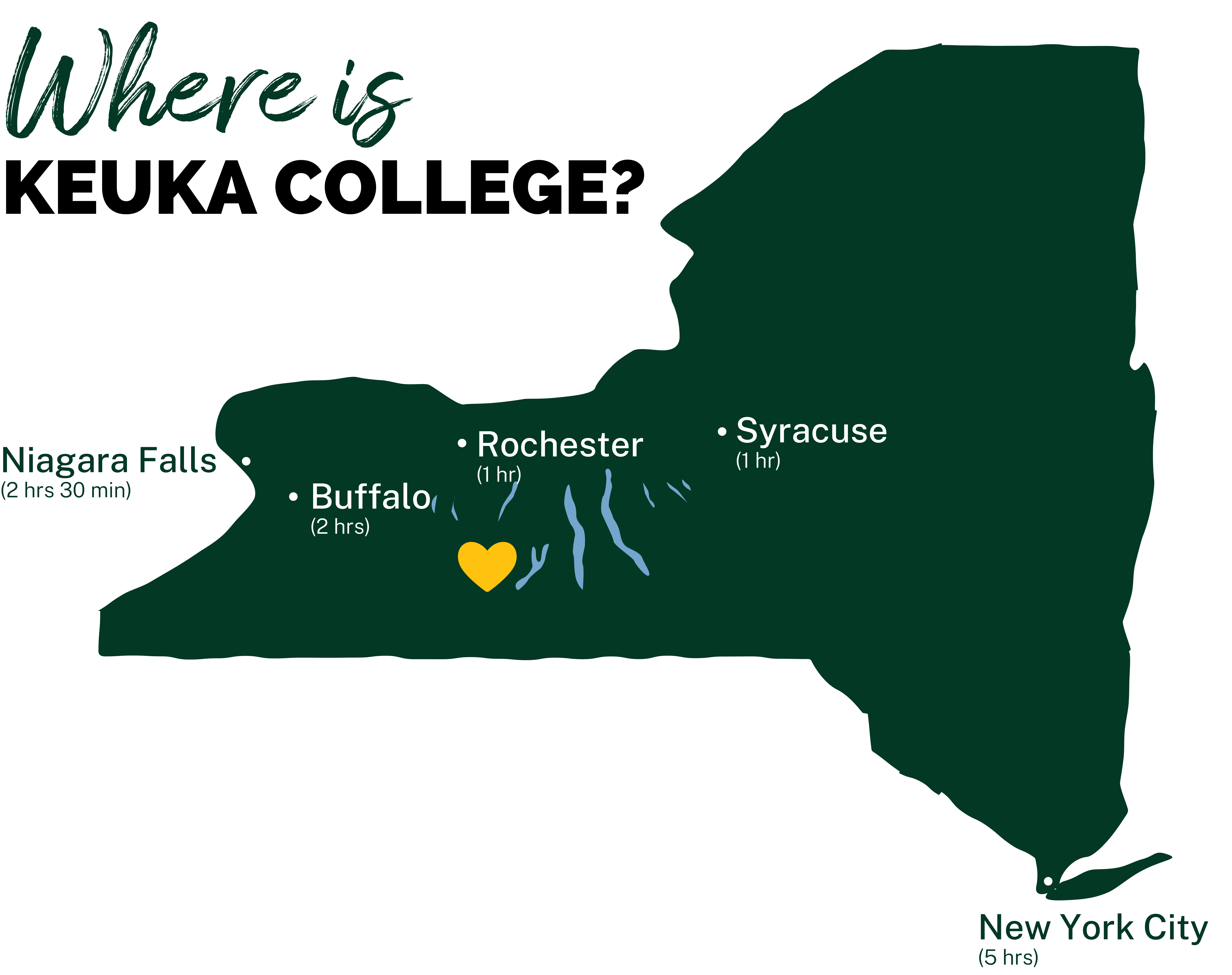 Map of where Keuka College is in New York State