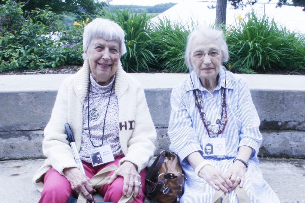 Julia Lobotsky '43, at right, returned to campus in 2013 for her 70th Class Reunion. With her is classmate and roommate Helen Klopf '43.