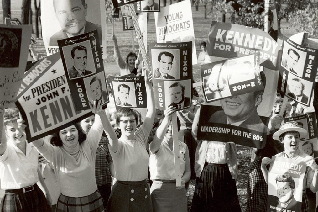 Pre-election campaigning brought out Keuka College students from both sides of the aisle in 1960.