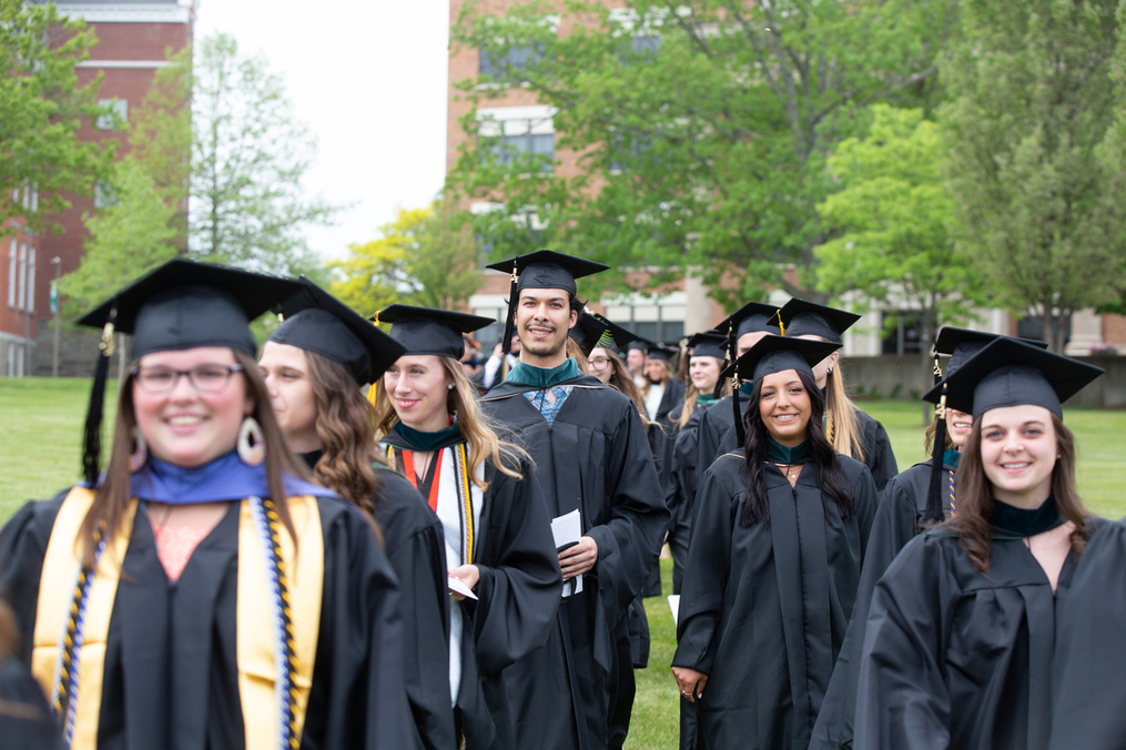 Graduating seniors at Keuka College's Commencement Ceremony in Spring 2021 