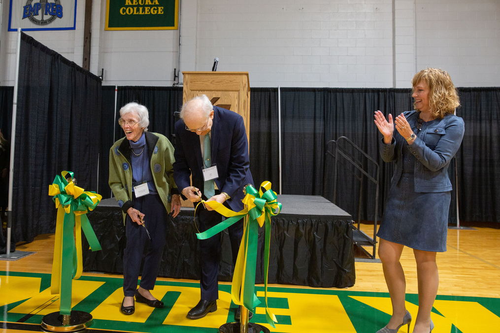 Green and gold Ribbon Cutting 