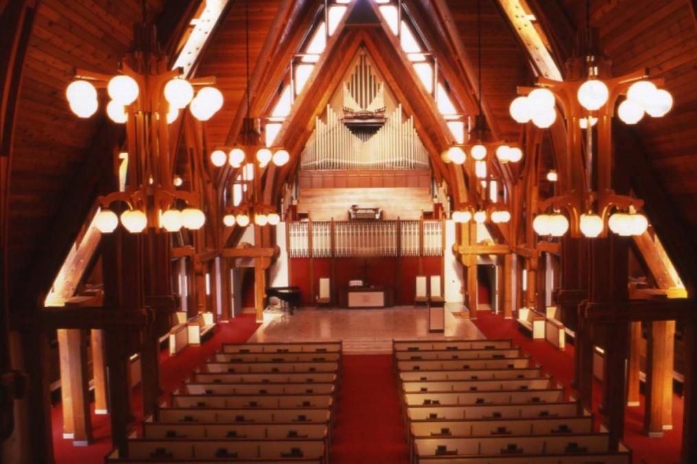 The inside of Norton Chapel at Keuka College