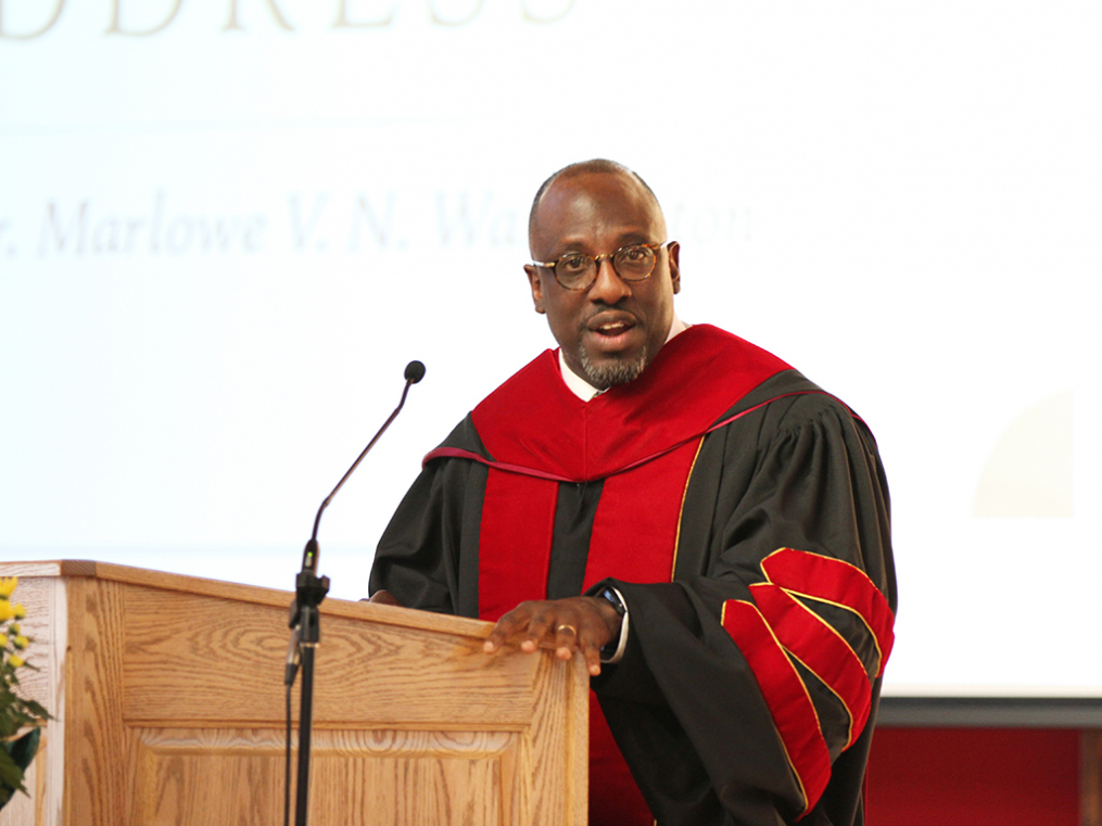 Keuka College Board of Trustees member the Rev. Dr. Marlowe V.N. Washington delivers the annual Baccalaureate Address.