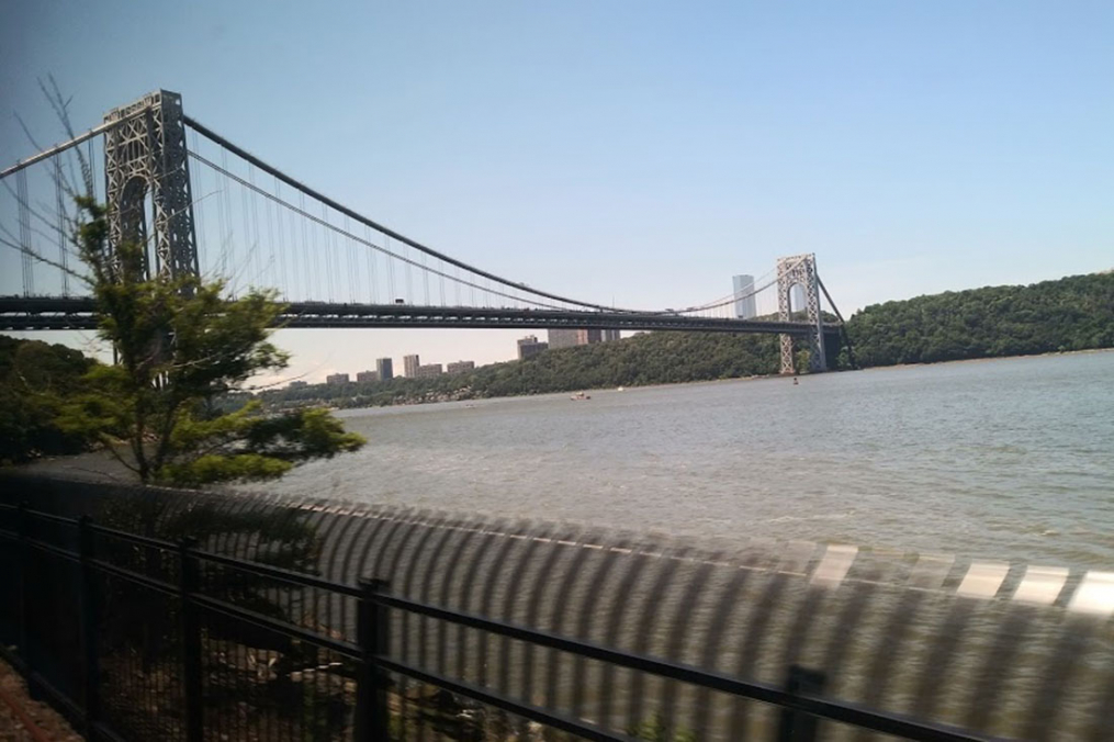 Olivia Ennist '20 snapped this pic of the George Washington bridge from her seat on the train into New York City. The double-decked suspension bridge spans the Hudson River, and connects the Washington Heights neighborhood of Manhattan in New York City with the borough of Fort Lee in New Jersey.