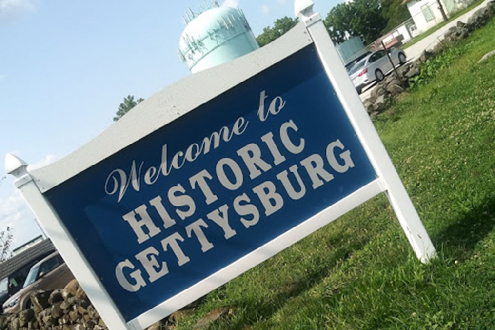 This sign marks the entrance to Gettysburg, Pa., one of the sites Olivia Ennist '20 visited during her Summer 2019 Field Period®.