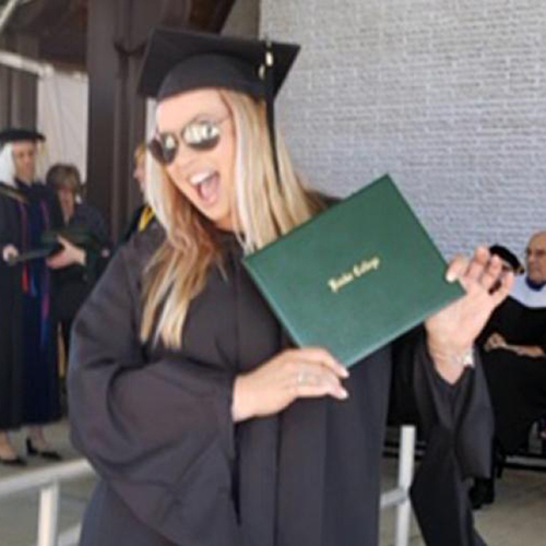 Stephanie Patrick receiving her diploma at Keuka College